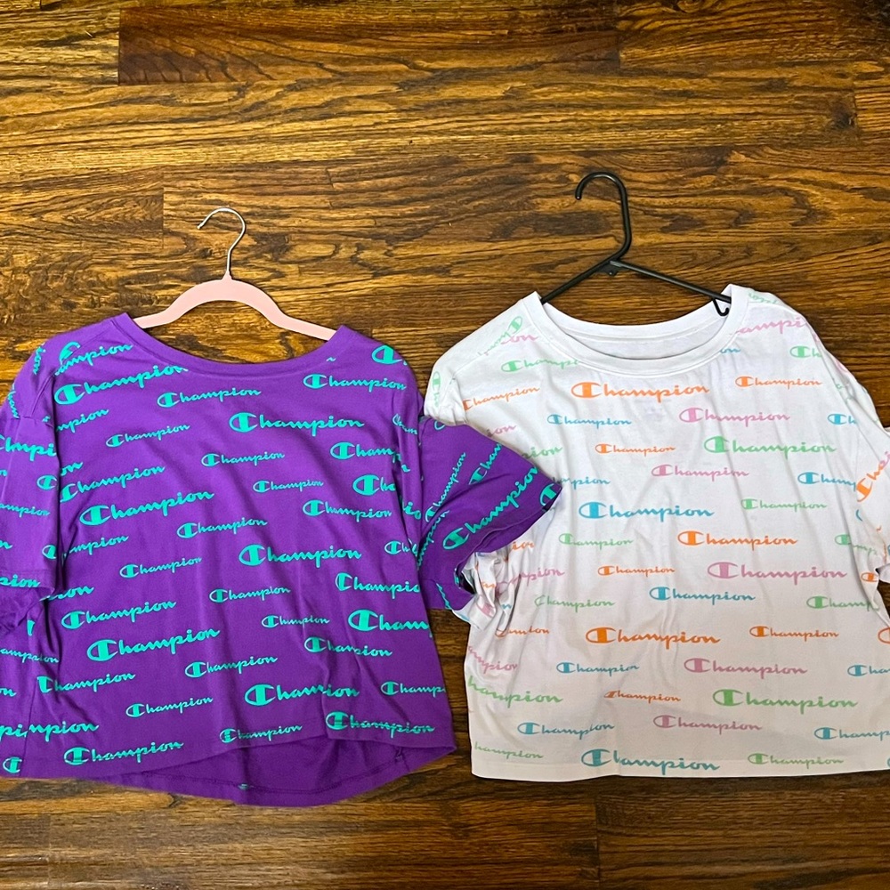 Womens Cropped Champion Tee 2 Shirt Set